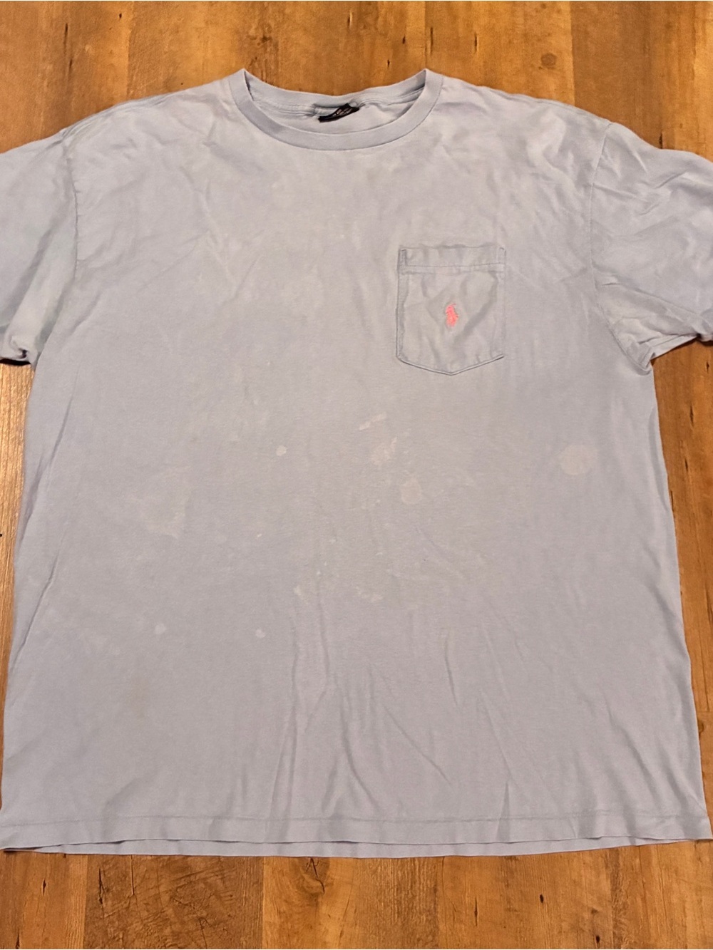 Polo Ralph Lauren Pale Blue Pocket Tee with Pink Pony